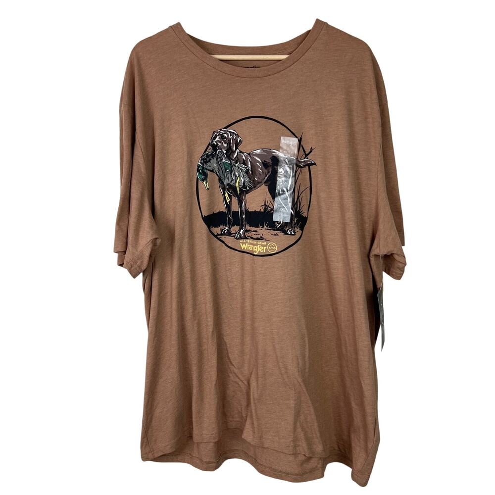 Wrangler Mens XXL Duck Hunting Dog Brown Graphic Print Short‎ Sleeve T-Shirt NWT